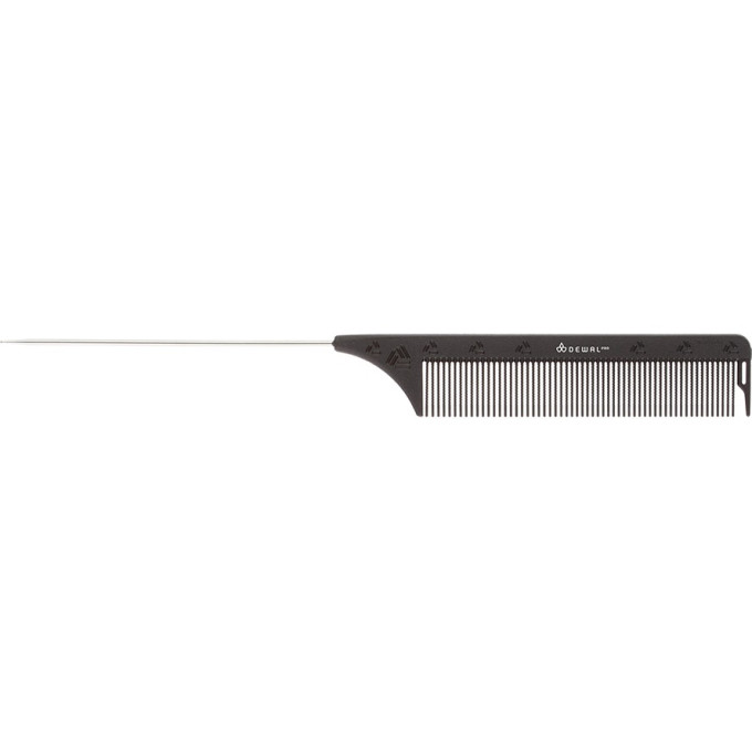 Расческа рабочая DEWAL CARBON black с металлической спицей, 22,5 см JF2020